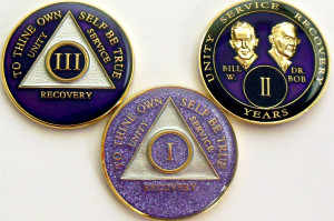 Alcoholics Anonymous 3 New Purple Medallions